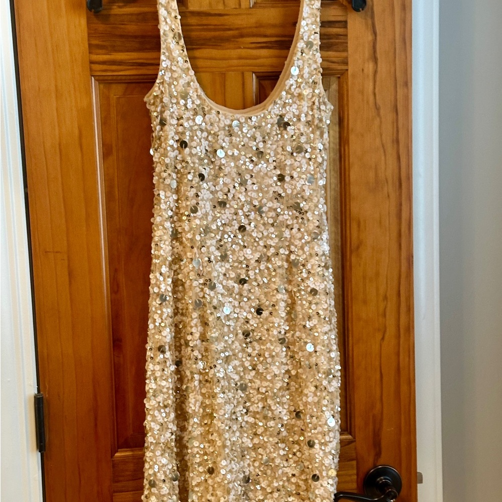 Aidan Mattox Gold Sequin Dress